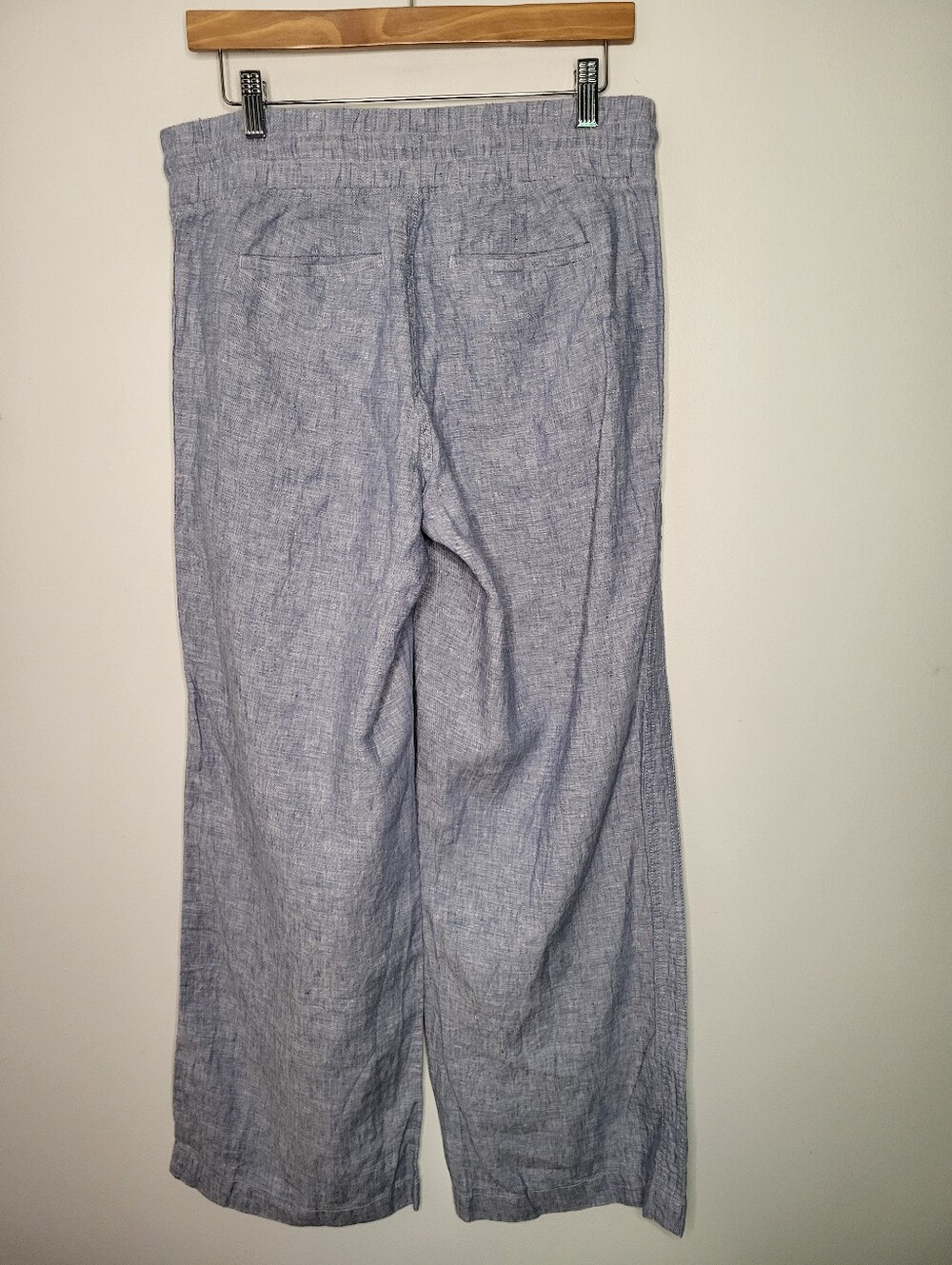 Athleta Cabo Linen Wide Leg Pants Blue Chambray Size 8 - Picture 2 of 13